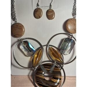 Fashion Jewelry Stones and bead's Necklace Set with Earring's